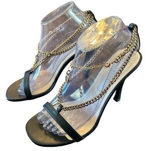 Stella McCartney 100mm Stella Eco Alter Gold Chain High Heels NEW EU 37 US 7